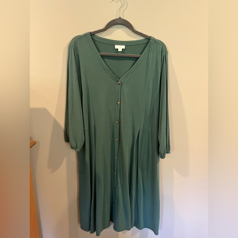 J. Jill Forest Green Button-Front Dress